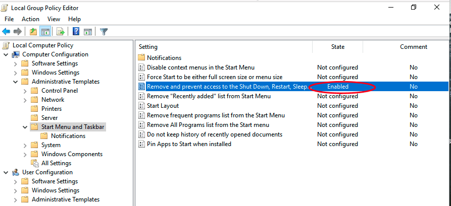 Windows remote shutdown protection