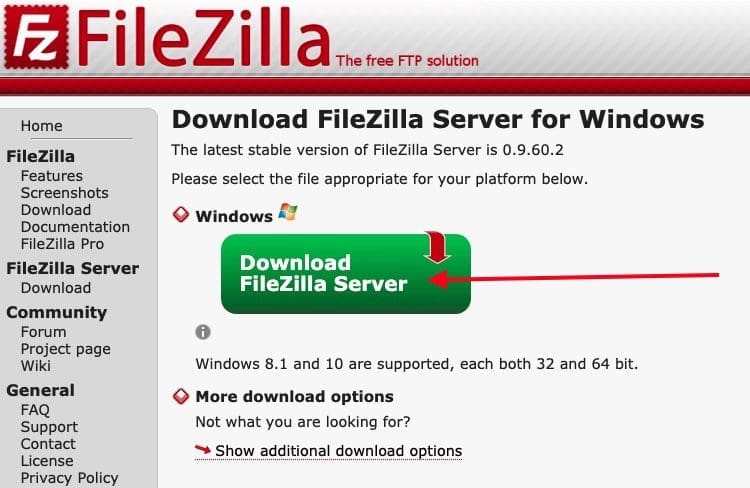 FileZilla Server configuration