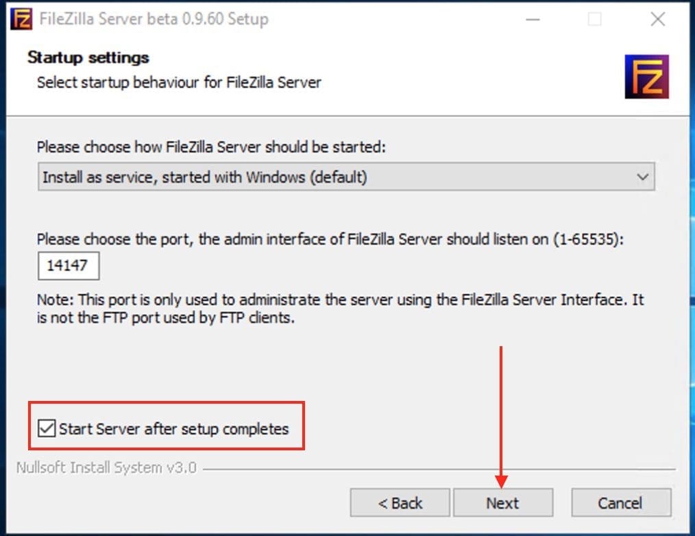 Windows FileZilla Server setup