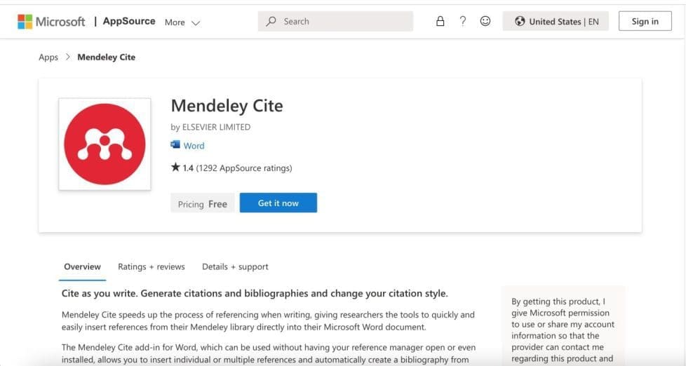Install Mendeley cite to start using Mendeley reference manager