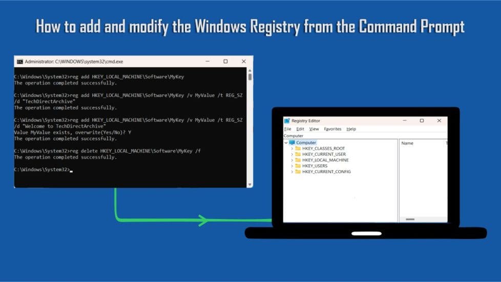 Using the Command Prompt to add and modify the Windows registry
