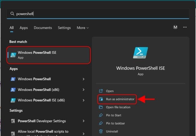 Open PowerShell as administrator