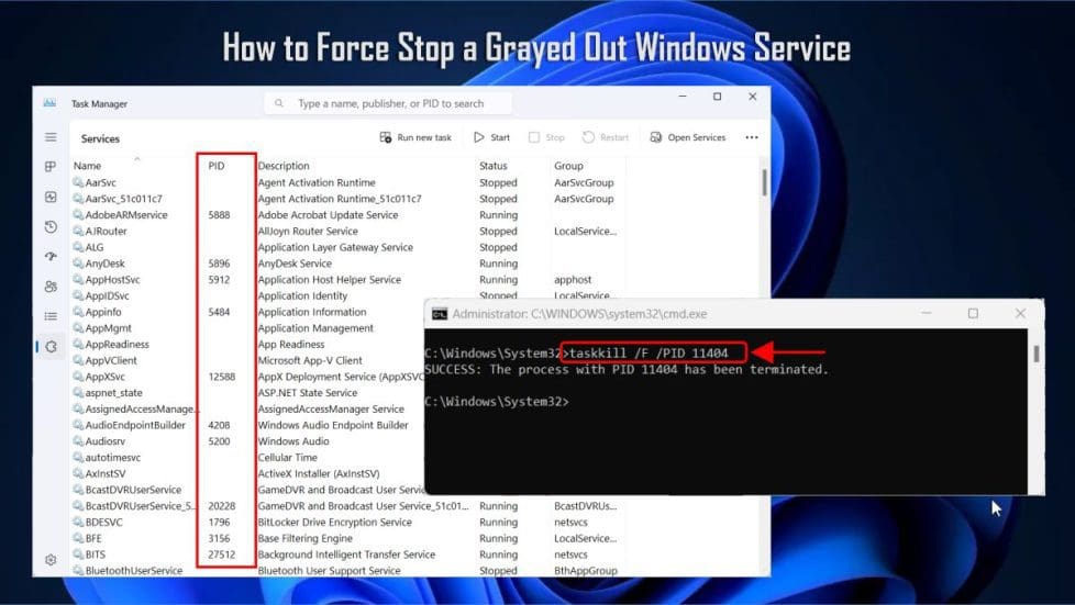 How to Force Stop a Grayed Out Windows Service