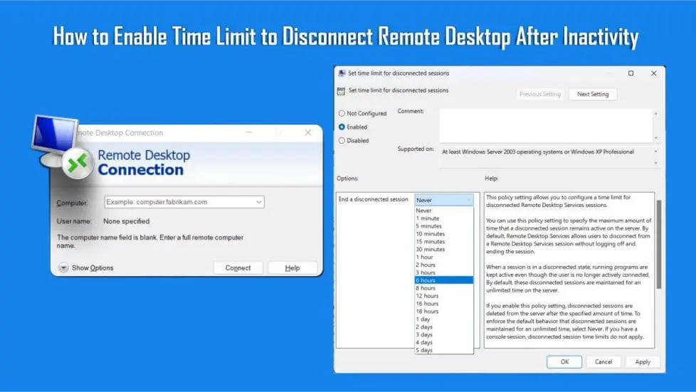 How to Enable Time Limit to Disconnect Remote Desktop After Inactivity