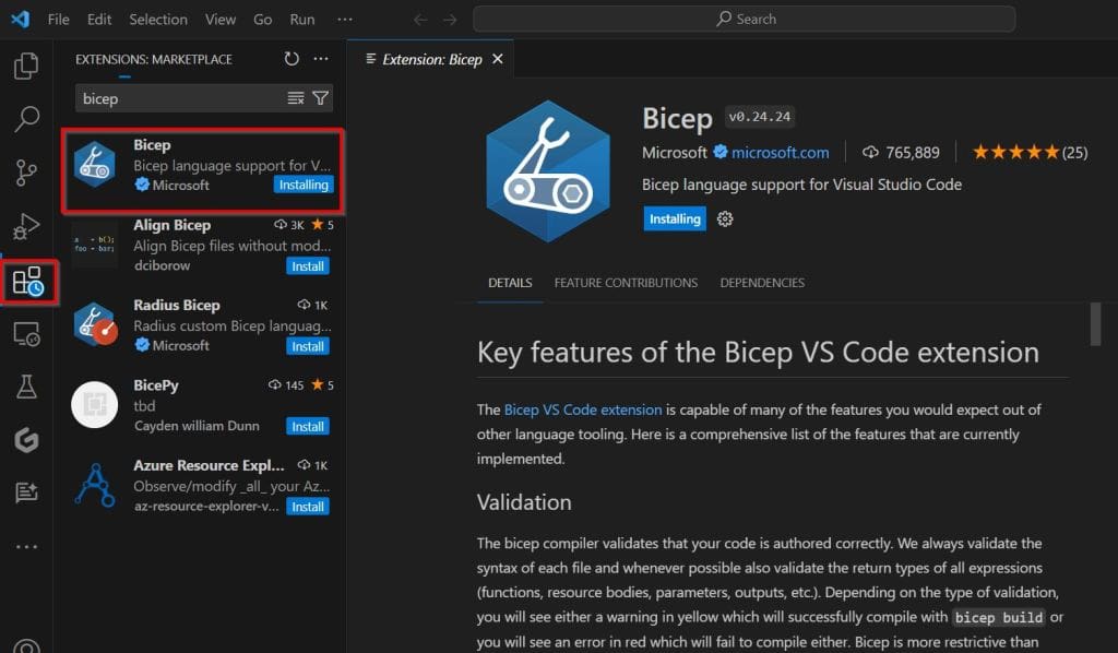 1-Installing-Bicep-VSCode-extension