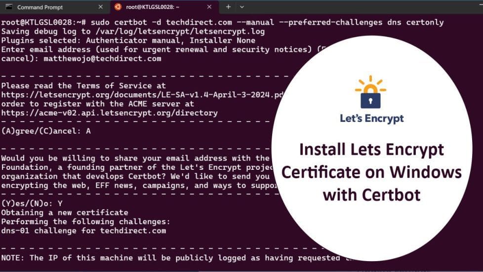 Install Lets Encrypt Certificate on Windows with Certbot