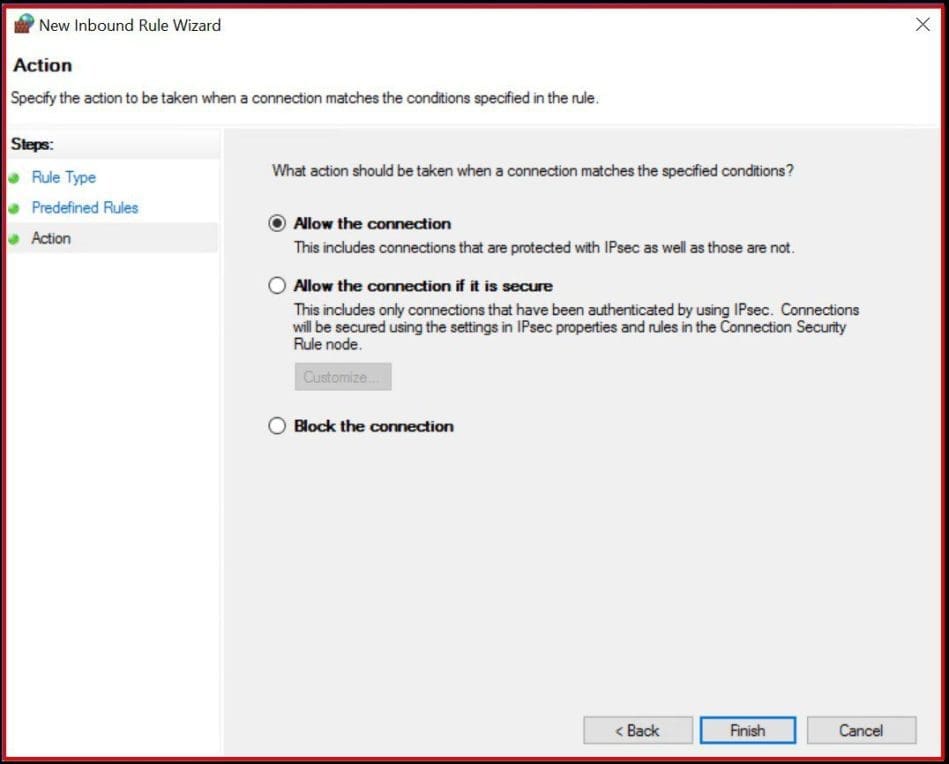 Allow the connection