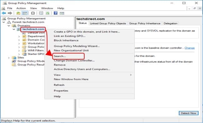 Select search from the menu