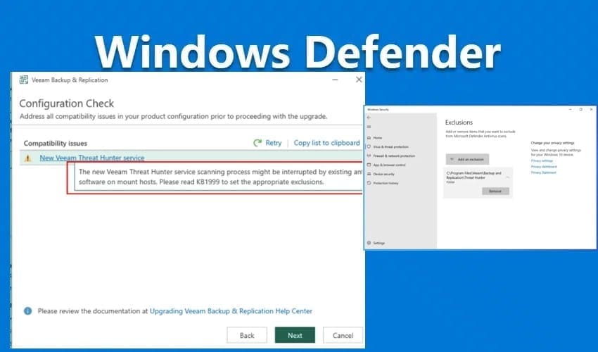 Windows Defender exclusion