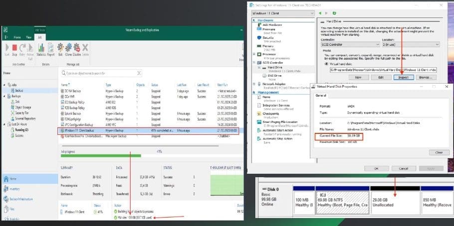 VHDX resizing and veeam back